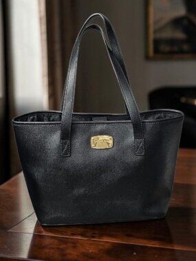 Michael Kors Jet Set Saffiano Leather Small Travel Tote Black Shoulder Bag COA